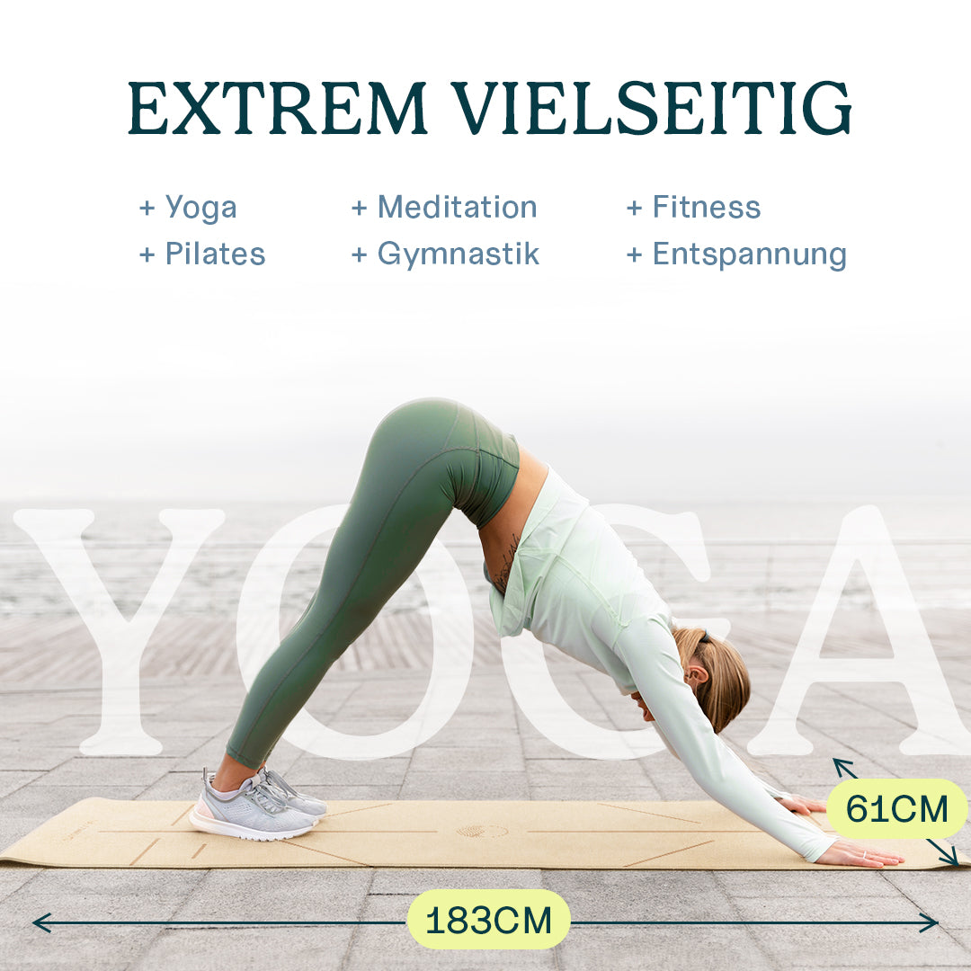 Yoga-Matte CorkFlow | professionelle Yoga-Matte | 4mm dick | aus Naturkork hergestellt - WOODSANDWAVES