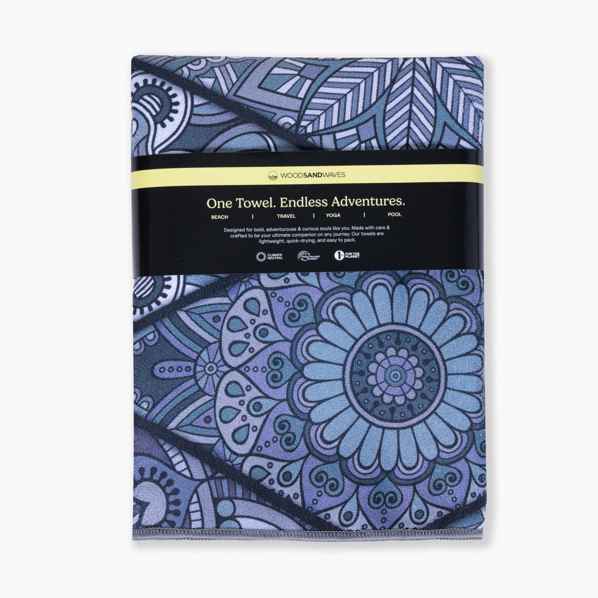 Mosaics Noir - Schnelltrocknendes Reise - und Strandtuch mit Geheimfach - woodsandwaves.co