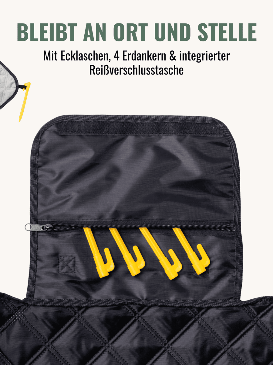 Sunshine - Picknick - und Stranddecke (isoliert) 200 x 200 cm - XXL Picknickmatte aus recyceltem PET - wasserdicht und wärmend - woodsandwaves.co