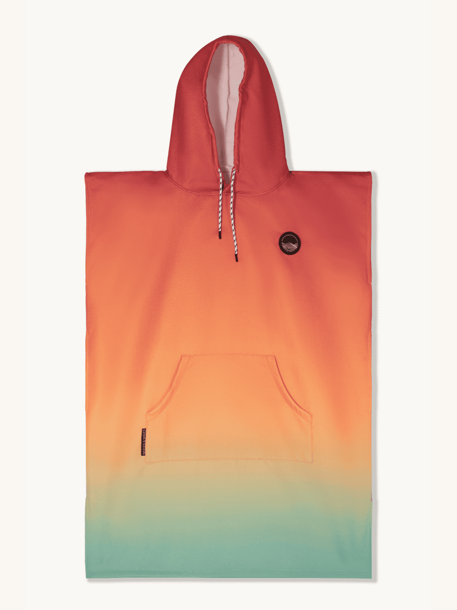 Surf - Poncho - für Frauen & Männer - aus schnelltrocknender und leichter Mikrofaser - Melon Glow - woodsandwaves.co